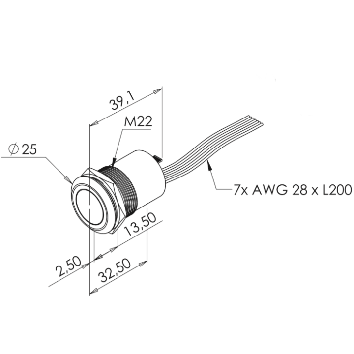 Bouton poussoir Waves system WS-PB22IR | lumineux infrarouge | bicolore vert/rouge Waves System
