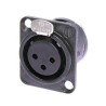 Neutrik - Embase femelle XLR 3 points serie D, corps noir, contacts Or Neutrik