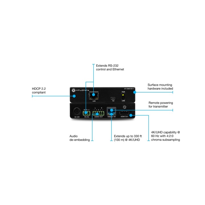 Récepteur HDMI Atlona AT-OME-RX11 | 4K | HDBaseT 70 m Atlona