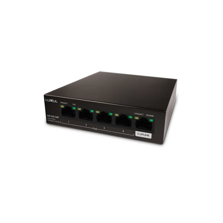 Switch Gigabit Luxul LUX-SW-100-04P-E | 4 ports PoE+ | liaison montante Luxul