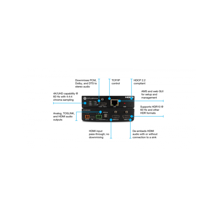 Décodeur audio numérique Atlona AT-HDR-M2C | 4K HDR | performance audio Atlona