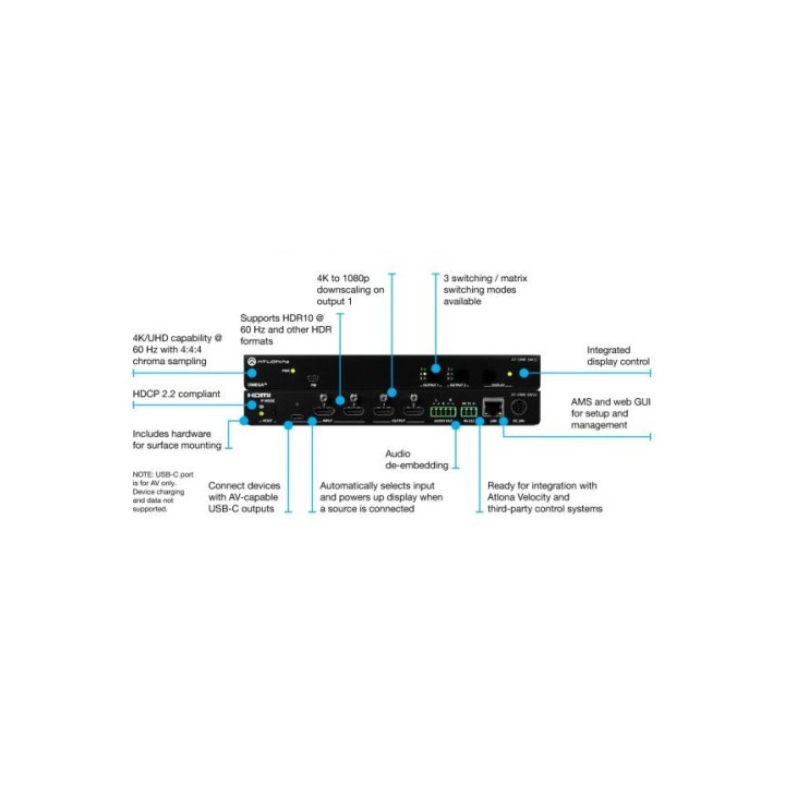 Matrice 3x2 Atlona AT-OME-SW32 | HDMI | USB-C Atlona