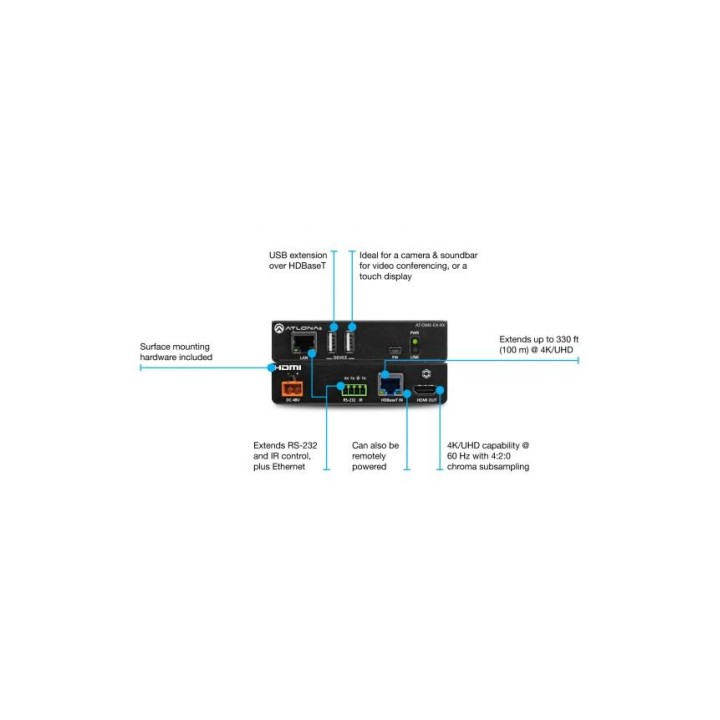 Récepteur HDMI Atlona AT-OME-EX-RX | 4K Over HDBaseT | USB 70 m Atlona