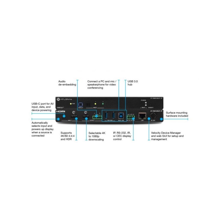 Hub de réunion Atlona AT-OME-MH21-CP | 4K UHD | USB-C, HDMI Atlona