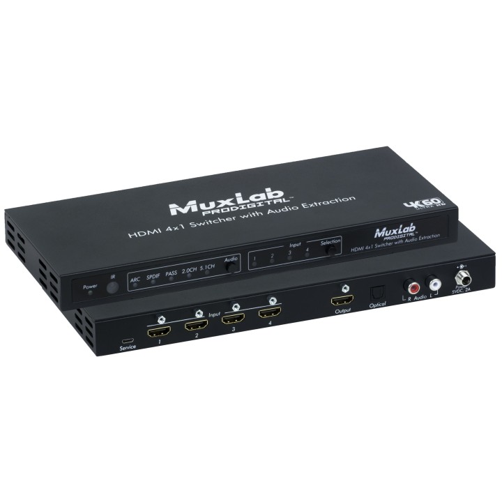 Commutateur HDMI Muxlab 500437 | 4x1 | extraction audio Muxlab