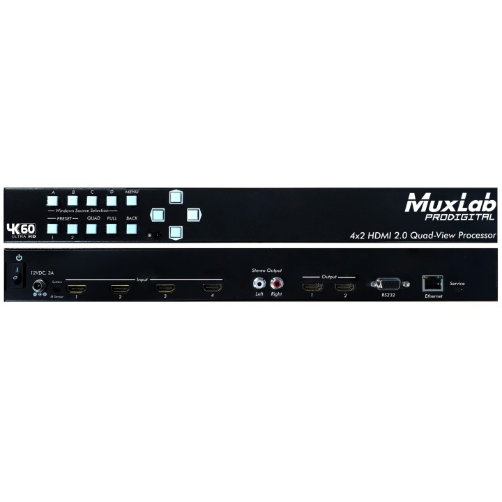 Processeur Muxlab 500446 | 4x2 HDMI 2.0 | Quad-View Muxlab