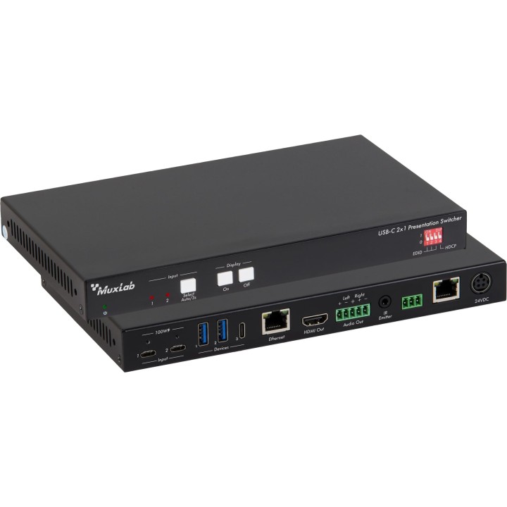 Muxlab 500531 | Switcher présentation USB-C 2x1 | 4K@60Hz 4:4:4 Muxlab