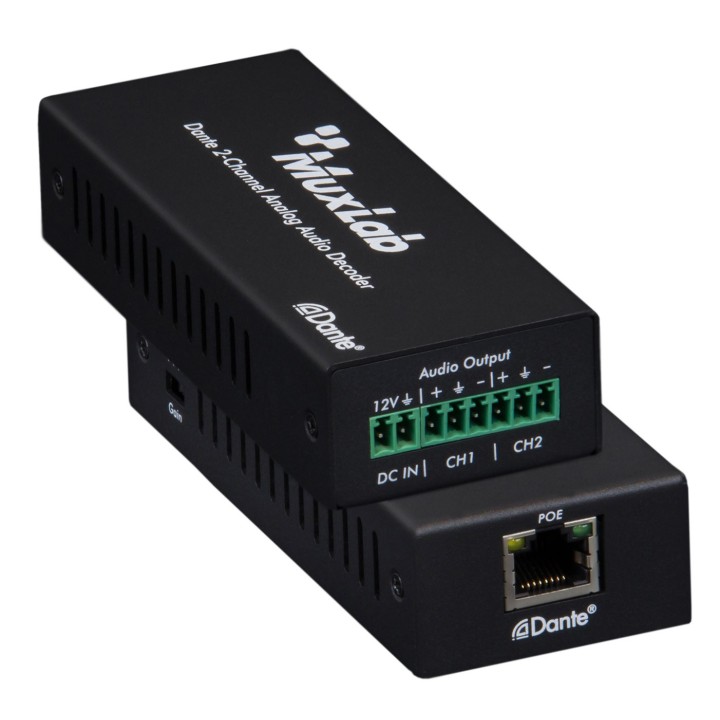 Décodeur audio analogique Muxlab 500552 | Dante | 2 canaux Muxlab