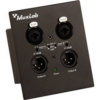 Plaque murale Muxlab 500558 | Dante 2 canaux | XLR Muxlab