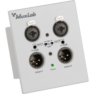Plaque murale Muxlab 500558-WH | Dante XLR 2 canaux | blanche Muxlab