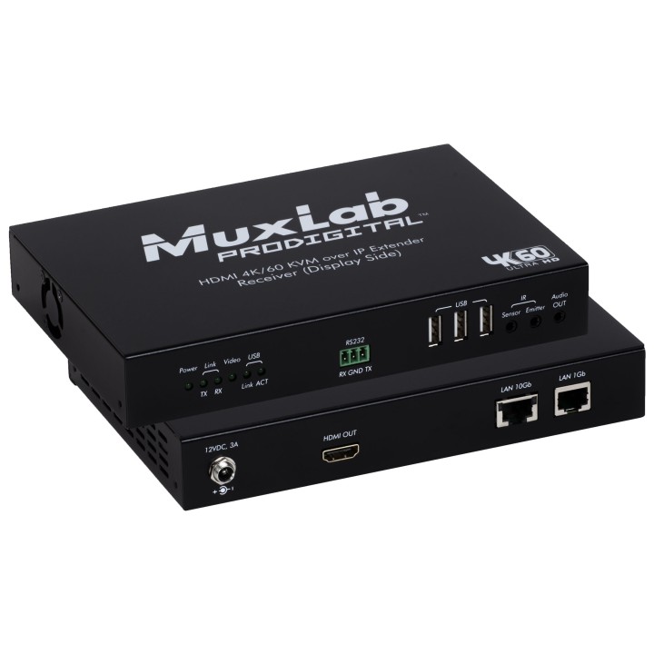 Récepteur HDMI 4K/60 KVM sur IP Muxlab 500760-RX-KVM | UTP | Haute performance Muxlab