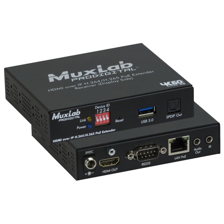 Récepteur HDMI sur IP Muxlab 500762-RX | H.264/H.265 | PoE 4K60 Muxlab