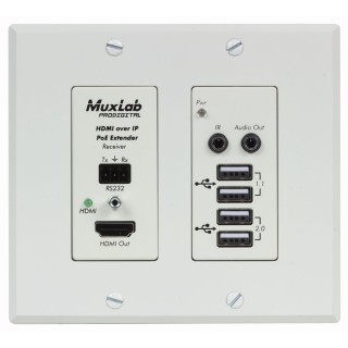 Récepteur HDMI/USB Muxlab 500777-RX-WH | IP PoE WP | UHD-4K - Blanc Muxlab