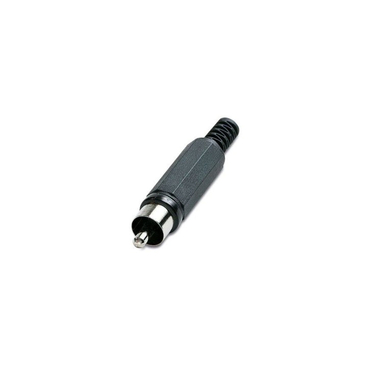 Fiche RCA mâle plastique noir avec passe-fil Keen connect