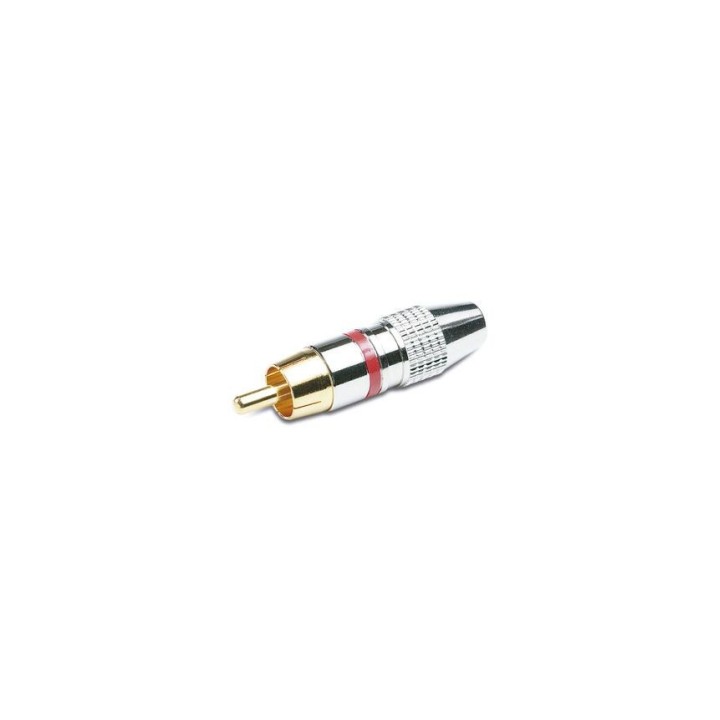 Fiche RCA mâle dorée + nickel rouge Keen connect