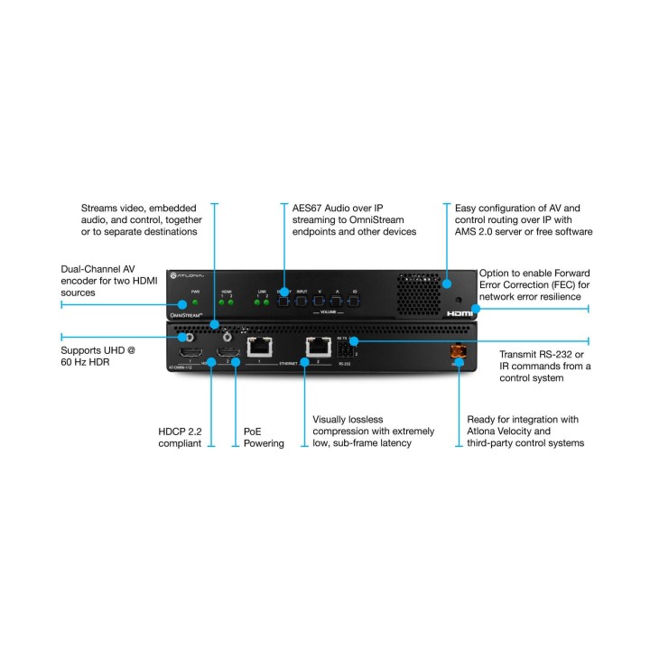 Encodeur AVoIP Atlona AT-OMNI-112 | dual OmniStream | performant - AT-OMNI-112 - Atlona