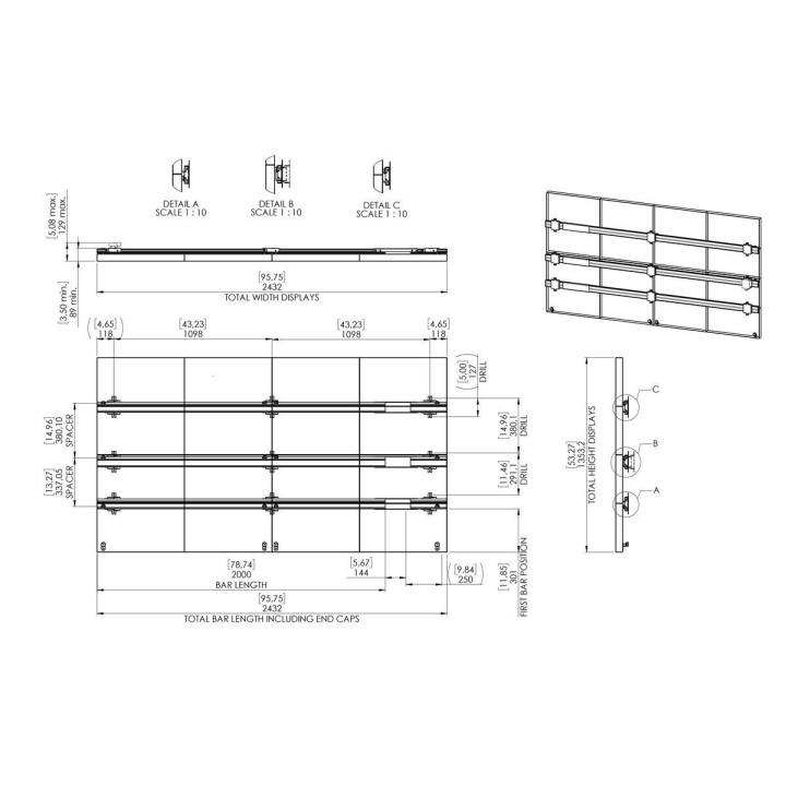 Vogel's - INT 8401 dvLED NEC FA/FE/FC series 4x4 interface murale Vogel's