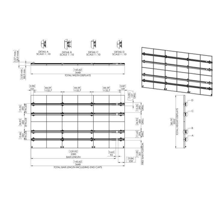 Vogel's - INT 8402 dvLED NEC FA/FE/FC series 6x6 interface murale Vogel's