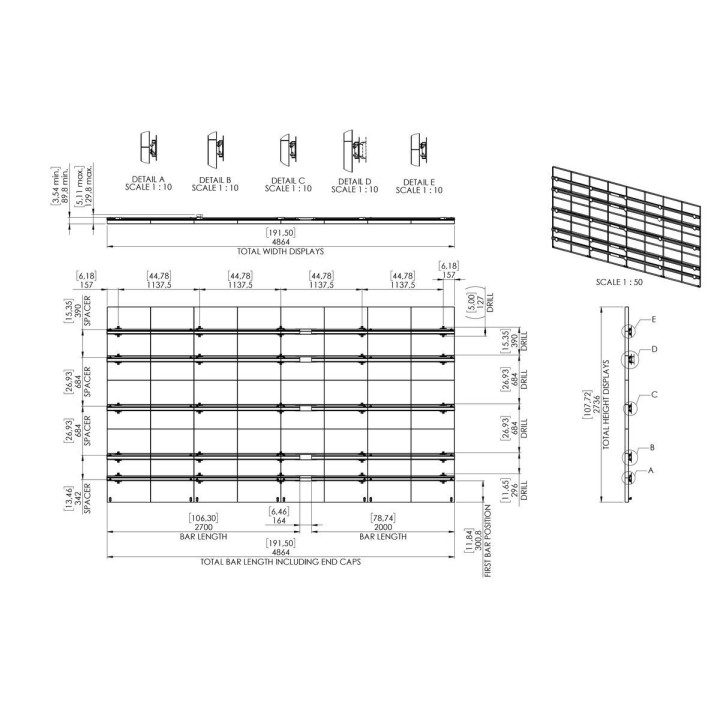 Vogel's - INT 8402 dvLED NEC FA/FE/FC series 8x8 interface murale Vogel's
