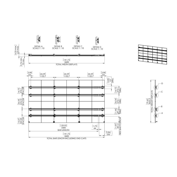 Vogel's - INT 8413 dvLED NEC E-series 6x6 interface murale Vogel's