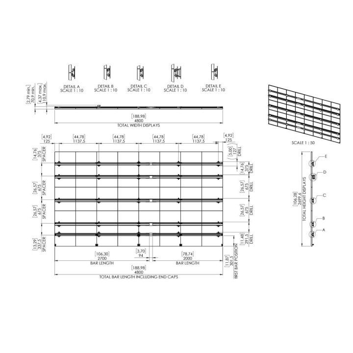 Vogel's - INT 8414 dvLED NEC E-series 8x8 interface murale Vogel's