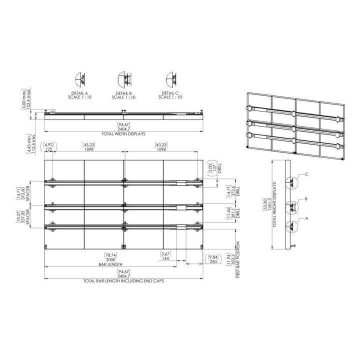 Vogel's - INT 8501 dvLED Leyard TVF series 4x4 interface murale Vogel's