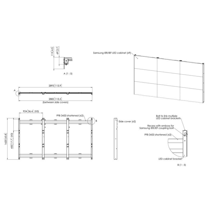 Vogel's - INT8101 d'interface mur à LED pour Samsung IFR/IER 1,5 mm, 3x3 - Noir Vogel's