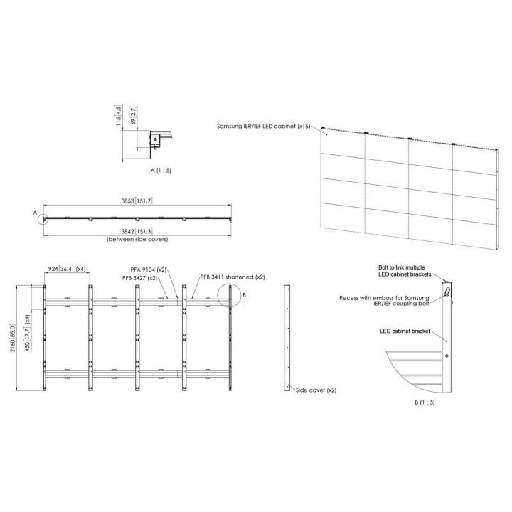 Vogel's - INT8102 Interface mur à LED pour Samsung IFR/IER 2,0 mm, 4x4 - Noir Vogel's