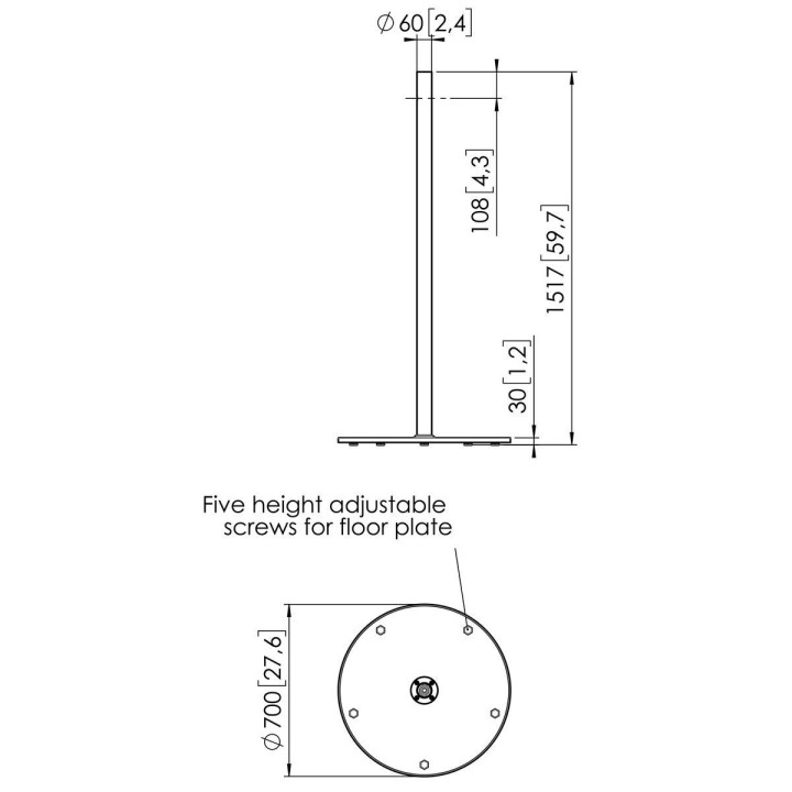 Vogel's - PFF 1560 Pied de sol pour écran de 19 à 55p - Acier inoxydable Vogel's