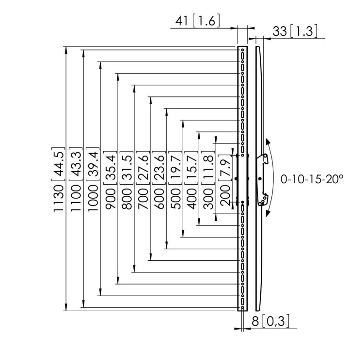 Vogel's - PFS 3311 Barres verticales incl. pour plaque d'interface - Noir Vogel's