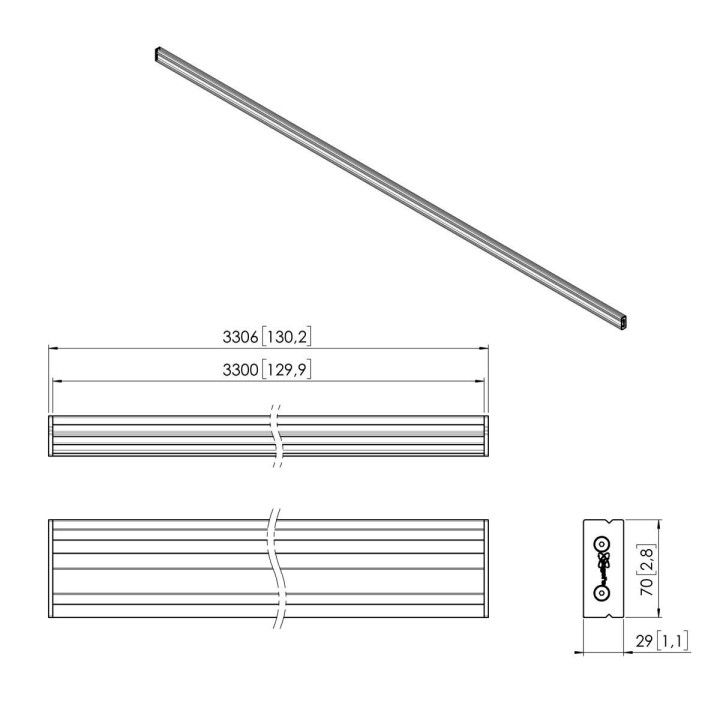 Vogel's - Barre d'intérieur  DVLED 3300mm Vogel's