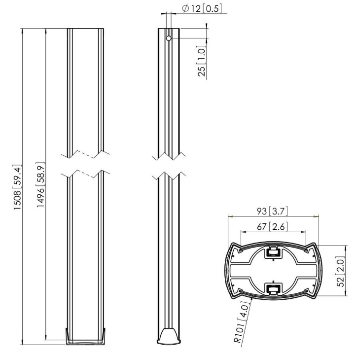 Vogel's - Connect-it PUC 2515 Tube 150 cm - Argent Vogel's