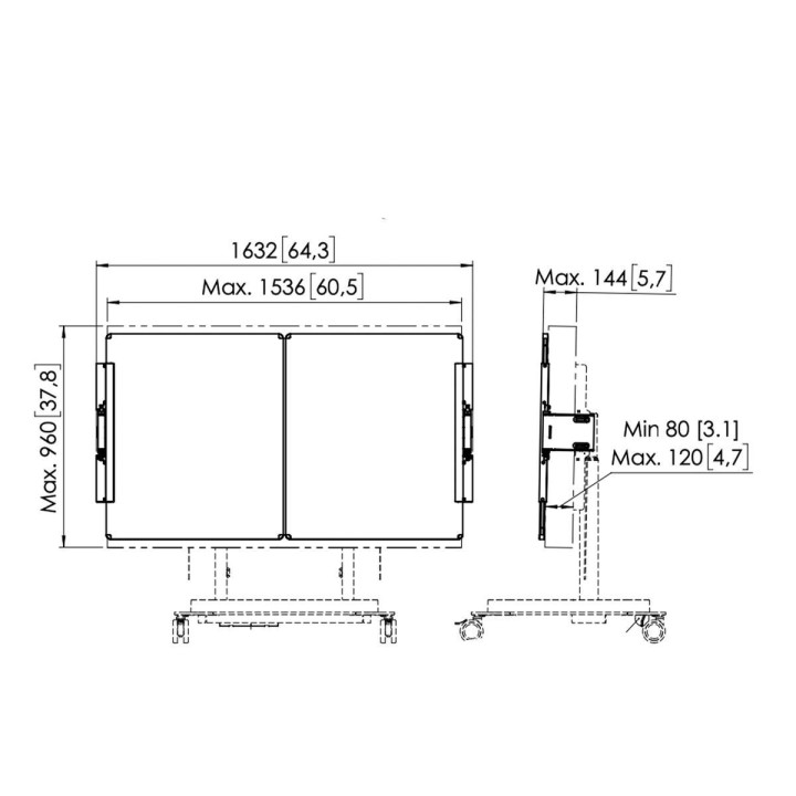Vogel's - Ensemble tableau blanc A226 65p pour trolley RISE - Blanc Vogel's