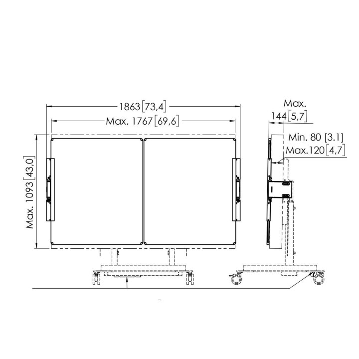Vogel's - Ensemble tableau blanc A227 75p pour trolley RISE - Blanc Vogel's