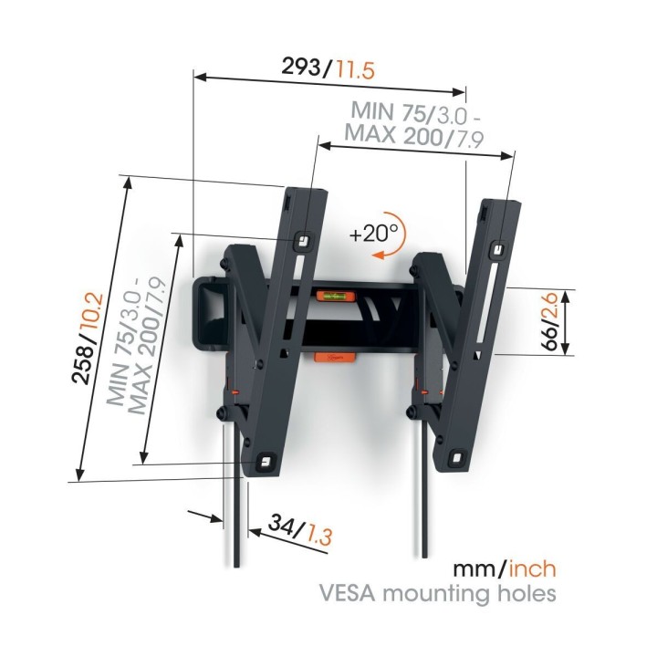 Vogel's - TVM321H15 Support mural inclinable pour 19 à 43p - Noir Vogel's