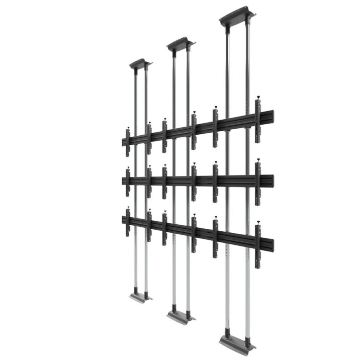 EDBAK - VWFCA3347-L - Support vidéo mural sol-plafond modulaire 3×3 pour écrans 42" à 49" 