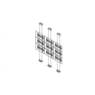 EDBAK - VWFCA3357-L - Support vidéo mural sol-plafond modulaire 3×3 pour écrans 50" à 57" 