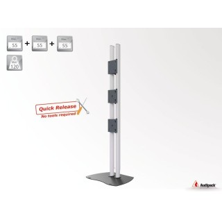 Pied de sol double colonne Audipack AUD-390725 | Quick Release | triple écrans 55p max. Audipack