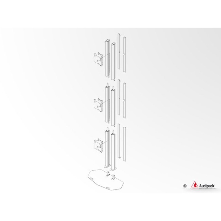 Pied de sol double colonne Audipack AUD-390725 | Quick Release | triple écrans 55p max. Audipack