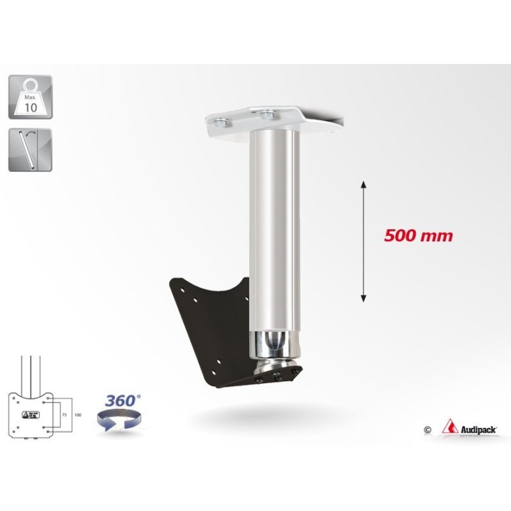 Support plafond Audipack AUD-CMV1-0500G | 500 mm | VESA 75/100 Audipack