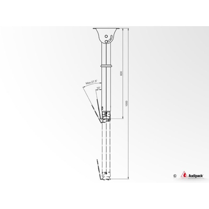 Support plafond Audipack AUD-CMV1-1000TG | 604-1000 mm | VESA 75/100 Audipack