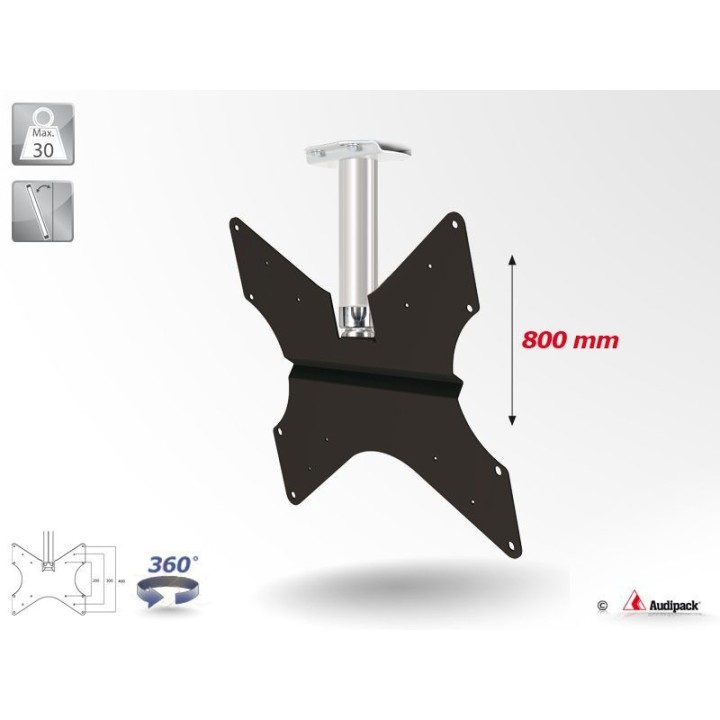Support plafond Audipack AUD-CMV4-0800G | 800 mm | VESA 200/300/400 | gris Audipack