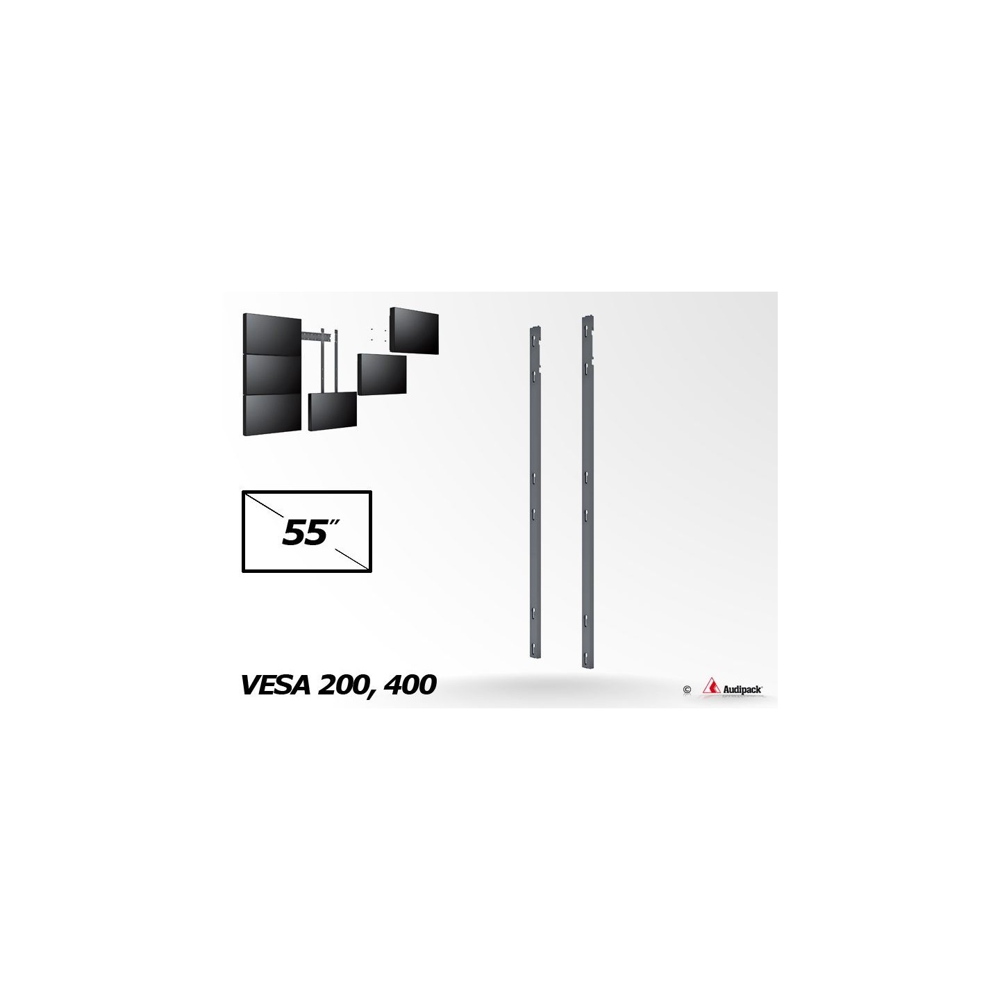 Support mural Audipack AUD-MA-3-55 | Triple barre VESA 400 mm | Écran ...