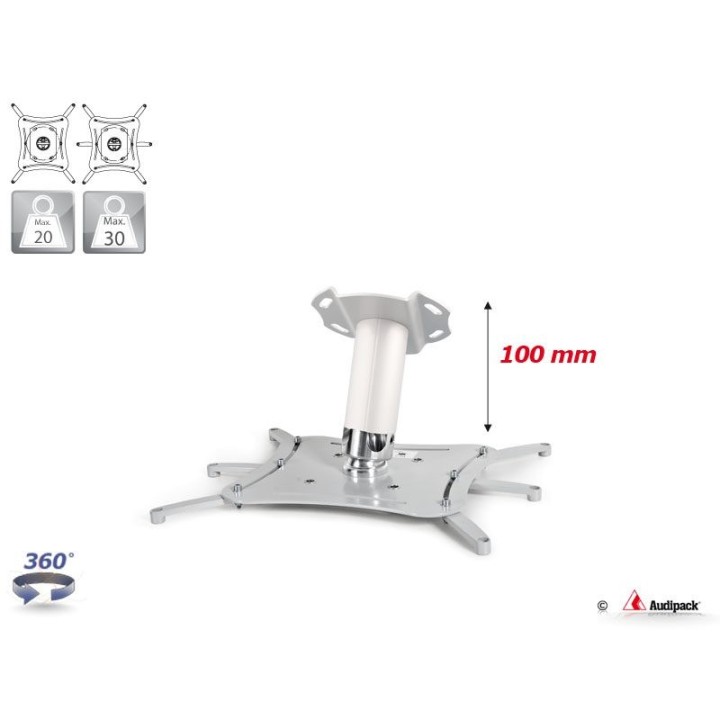 Support plafond vidéoprojecteur Audipack AUD-QFIX3-0100G | 100 mm | gris Audipack