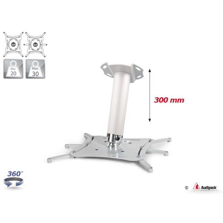 Support plafond vidéoprojecteur Audipack AUD-QFIX3-0300G | 300 mm | gris Audipack