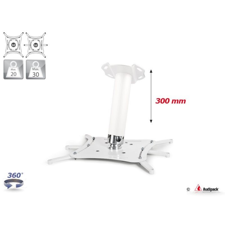 Support plafond Audipack AUD-QFIX3-0300W | 300 mm | blanc Audipack