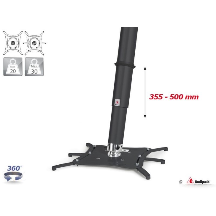 Support plafond universel Audipack AUD-QFIX3-0500T | telescopic 355-500mm | noir Audipack