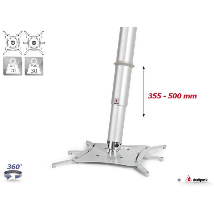 Support plafond Audipack AUD-QFIX3-0500TG | 355-500 mm | gris Audipack