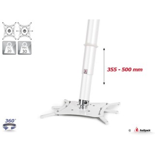 Support plafond vidéoprojecteur Audipack AUD-QFIX3-0500TW | 355-500 mm | blanc Audipack