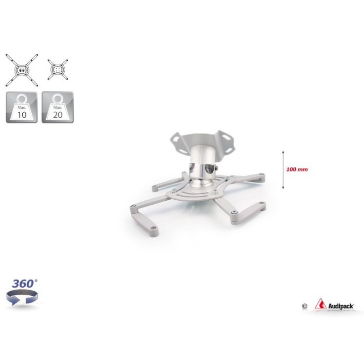 Support plafond vidéoprojecteur Audipack AUD-QFIX-0100G | 100 mm | gris Audipack